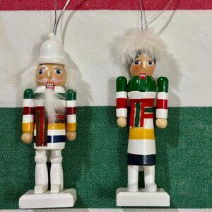 2 x HBC Stripes Ornaments 1.5" W x 5" H x 1" D Wood Designed in CANADA
